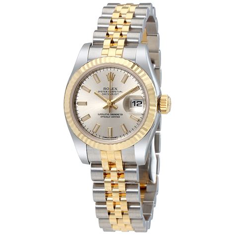 womens rolex silver and gold|18k gold Rolex women's watch.